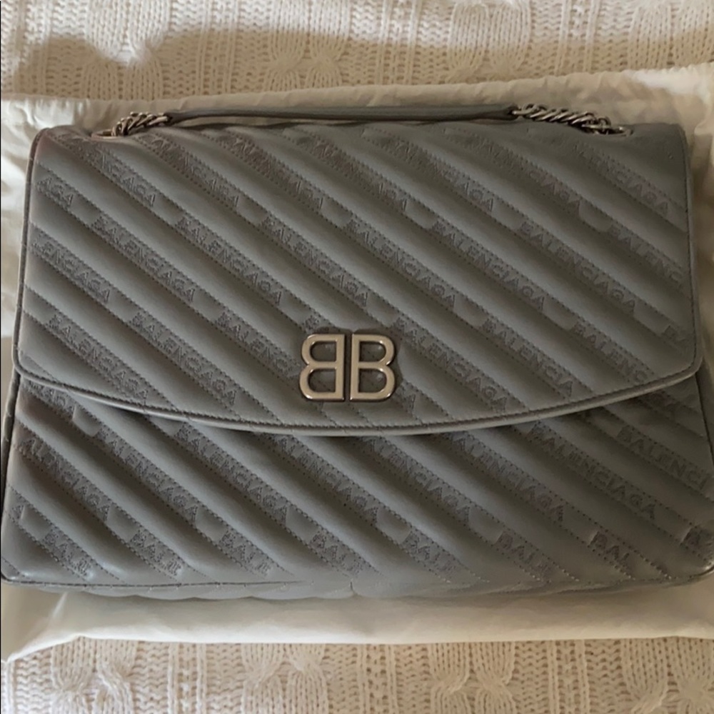 Balenciaga gray leather handbag.